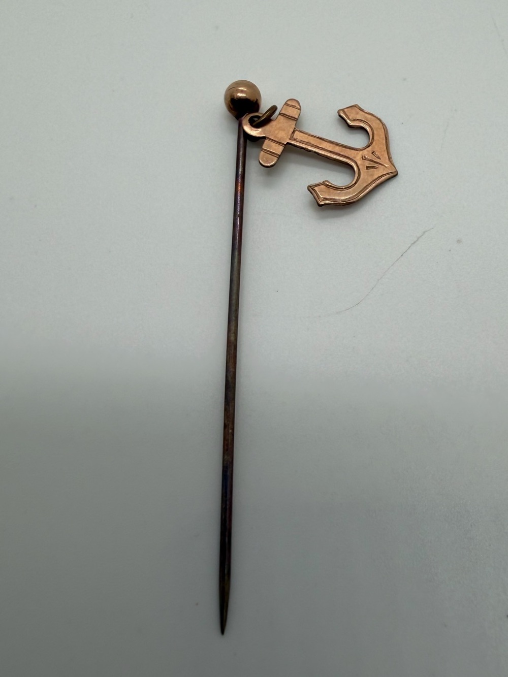 Vintage Brass anchor dangle hat pin